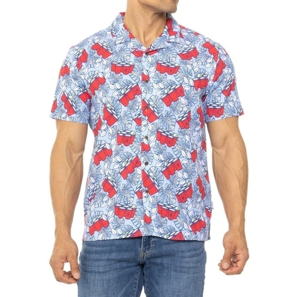 PARTY PANTS NEW High-Performance Woven Short Sleeve Shirt SMALL Beer Pong Party